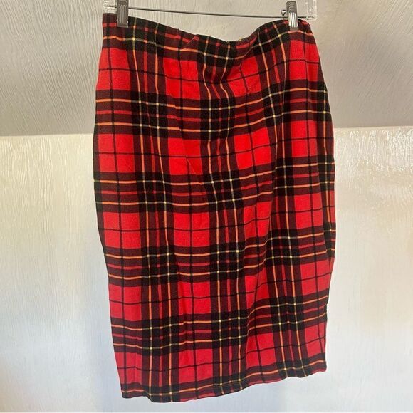 2/$30 Forever 21 Tartan Plaid Red Yellow Check Stretchy MIDI pencil Skirt - Picture 6 of 9